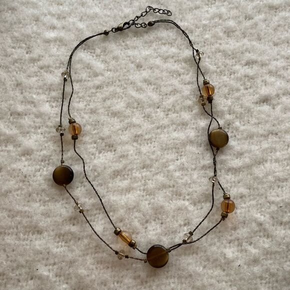 Brown and Orange Bead Necklace - Picture 1 of 5